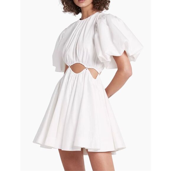 Aje Henriette Cutout Cotton-twill Mini Dress‎ White Size 4 - Picture 11 of 12